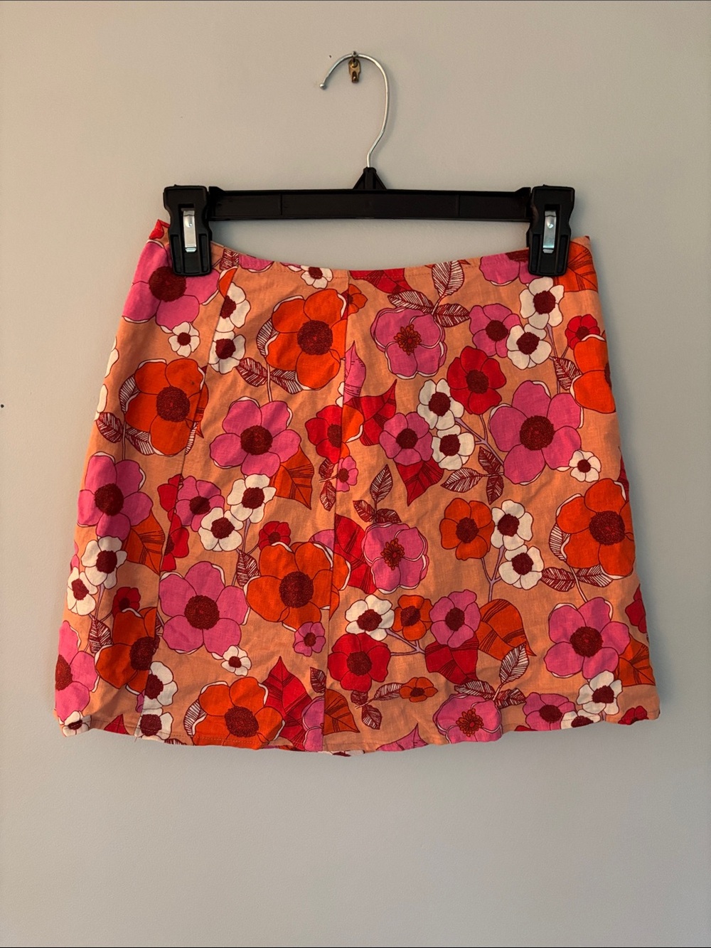 Urban Outfitters Pink and Orange Floral Mini Skirt